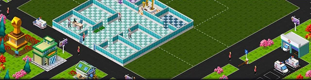Hospital layout within the larger game map