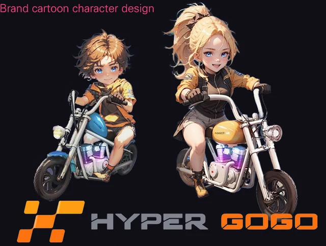 Two Hyper GOGO motorcycle rider characters