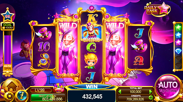 Purple character-themed reels with wild symbols