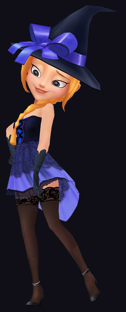 Full-body witch costume character