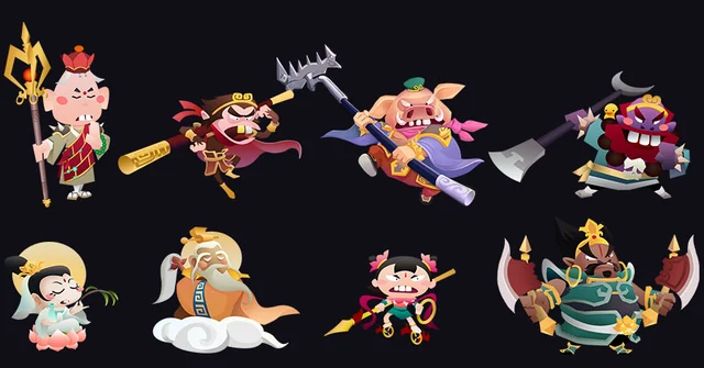 Eight stylized Journey to the West character designs